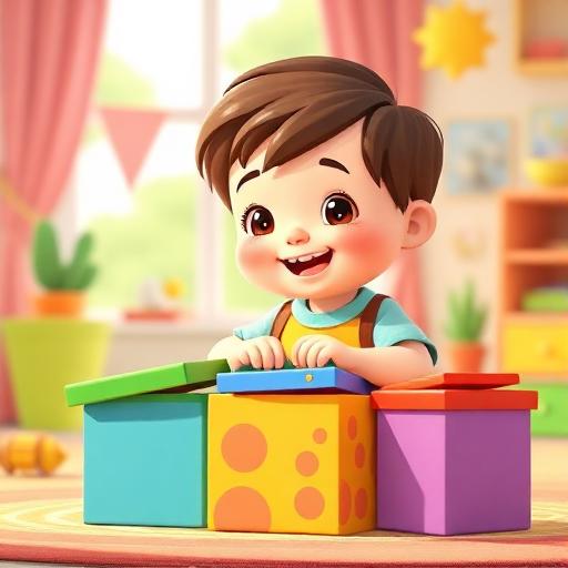 Brincar de abrir e fechar caixas