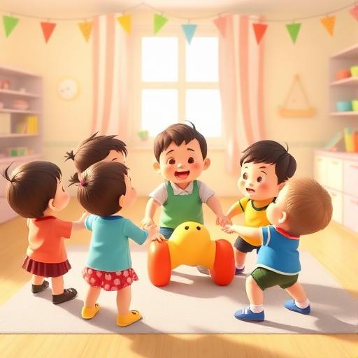 Brincar de roda passando brinquedo