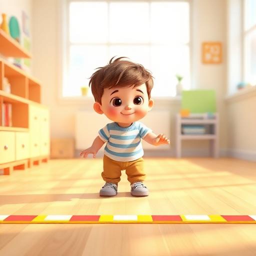 Caminhar seguindo linhas no chão