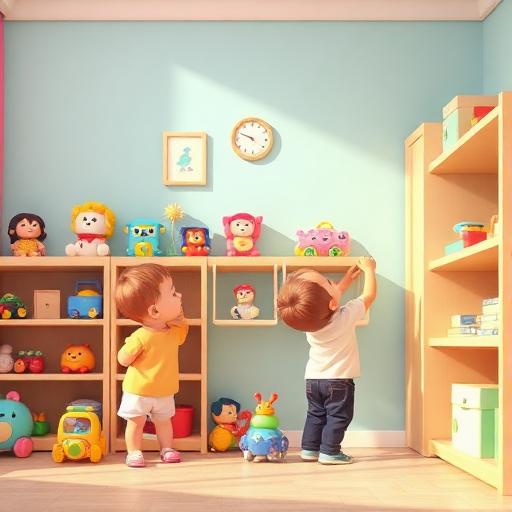 Organizar brinquedos em prateleiras