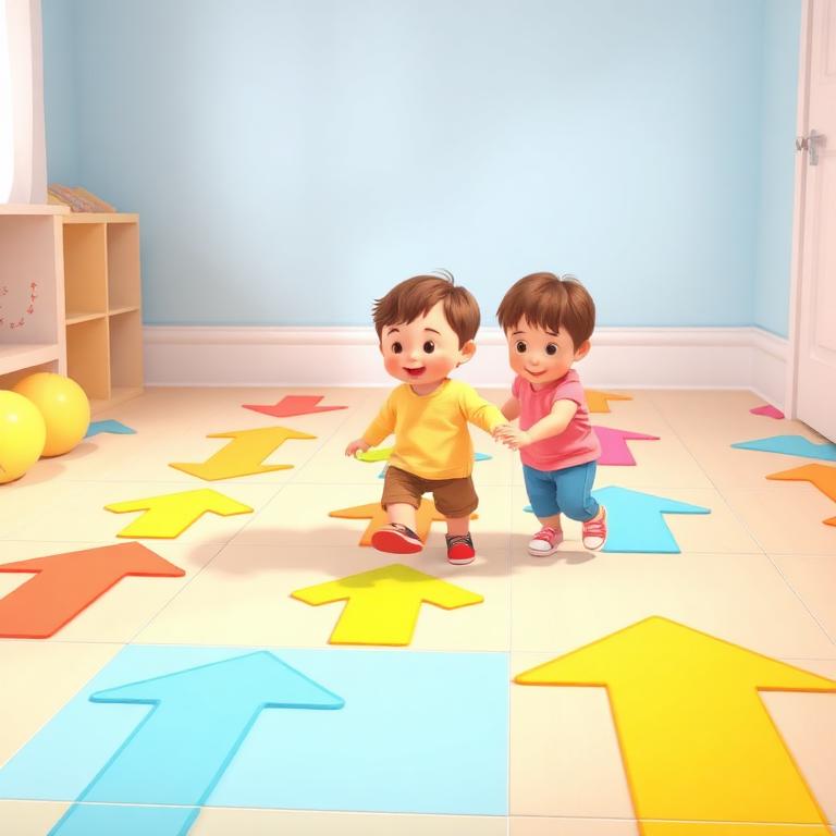 Caminhar seguindo setas no chão