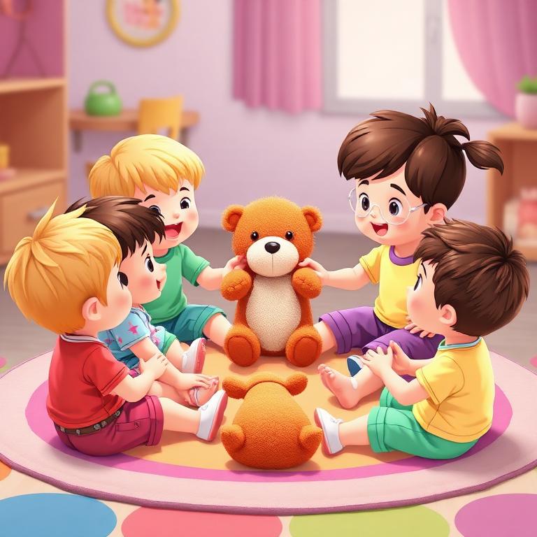 Brincar de roda passando brinquedo