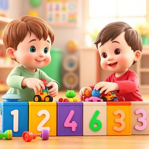 Guardar brinquedos em caixas numeradas