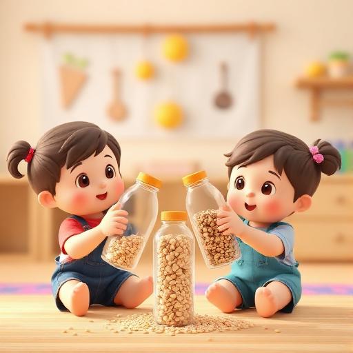Sons com grãos em garrafa