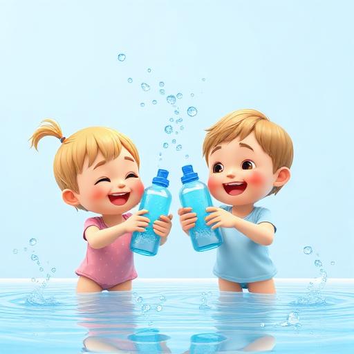 Sons com água em garrafa