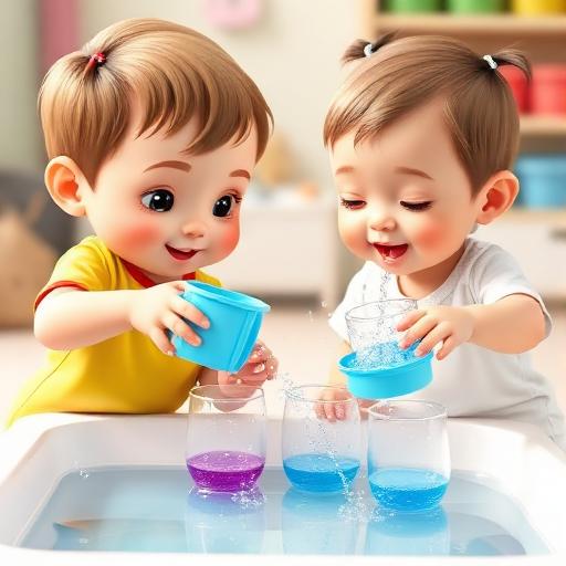 Sons com água em copo plástico